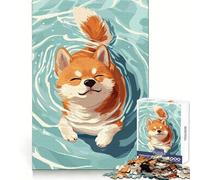 Puzzle da 1000 pezzi raffigurante un cane Shiba Inu che nuota nell'acqua ideale per adolescenti Giocattolo che stimola la logica e favorisce il gioco rilassante Opera d'arte di alta qualità