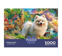 Puzzle da 1000 pezzi raffigurante un cane Westie con fiori vivaci, per adulti, gioco educativo, bella decorazione, difficile, stimolante, per maschi e femmine, 52x38 cm/1000 pezzi, regali