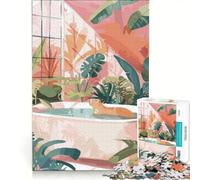 Puzzle da 1000 pezzi raffigurante un capibara in una vasca da bagno con piante tropicali, un gioco rompicapo, ideale come regalo di compleanno I pezzi, di forma casuale, si incastrano perfettamente