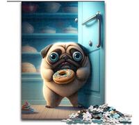 Puzzle da 1000 pezzi raffigurante un carlino che ruba le ciambelle, puzzle impossibili per adulti, dimensioni 26x38cm, gioco rompicapo per la casa, per adolescenti e per l'interazione familiare.
