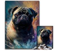 Puzzle da 1000 pezzi raffigurante un carlino. Puzzle difficile per adulti, Halloween, Pasqua e Capodanno. Dimensioni: 50x75CM/19,68x29,52 pollici.