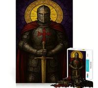 Puzzle da 1000 pezzi raffigurante un cavaliere templare con spada e aureola, ideale per adulti Puzzle di memoria, a lenta esecuzione, per un divertimento assicurato Regalo creativo 50x75cm