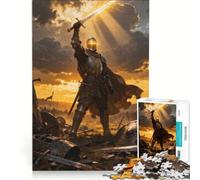 Puzzle da 1000 pezzi raffigurante un cavaliere trionfante con la spada sul campo di battaglia Giocattolo antistress divertente e umoristico ideale come decorazione per la scrivania 38x26cm