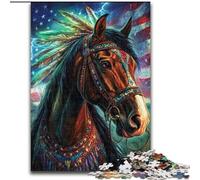 Puzzle da 1000 pezzi raffigurante un cavallo indiano, aiuta il cervello a esercitare i giocattoli che creano dipendenza e coltivano la pazienza Decorazione perfetta (dimensioni 26x38cm)