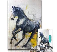 Puzzle da 1000 pezzi raffigurante un cavallo nero e dorato per adolescenti sfida difficile contro lo stress per rafforzare l'amore tra coppie (26x38cm)