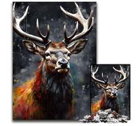 Puzzle da 1000 pezzi raffigurante un cervo dipinto a olio, per adulti, perfetto per decorare la casa o l'ufficio, ideale come regalo di Natale, 26x38cm/10,23x14,96 pollici.