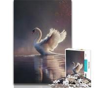 Puzzle da 1000 pezzi raffigurante un cigno bianco dipinto a olio, per adulti e ragazzi, con poster abbinato e foglio di quiz per bambini dai 14 anni (38x26cm)
