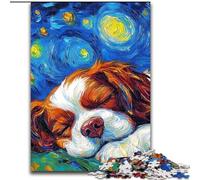 Puzzle da 1000 pezzi raffigurante un Cocker Spaniel inglese con cielo notturno. Puzzle in cartone Perfetto per adolescenti,per rafforzare i legami familiari,come rompicapo e come regalo fai da te