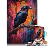 Puzzle da 1000 pezzi raffigurante un corvo, dipinto a olio, per adulti e ragazzi, gioco per famiglie, antistress, sfida difficile, collezione di artisti, belle arti, 38x26cm