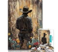 Puzzle da 1000 pezzi raffigurante un cowboy con pittura a olio ideale come regalo di compleanno giocattolo educativo intellettuale decomprimente (50x75cm)