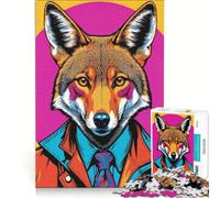 Puzzle da 1000 pezzi raffigurante un coyote, gioco interattivo per allenare mente e mani, con pezzi di forma casuale completamente ad incastro 38x52cm