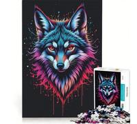 Puzzle da 1000 pezzi raffigurante un coyote, gioco interattivo per allenare mente e mani, con pezzi di forma casuale completamente ad incastro 50x75cm
