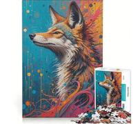 Puzzle da 1000 pezzi raffigurante un coyote, gioco interattivo per allenare mente e mani, con pezzi di forma casuale completamente ad incastro 38x26cm
