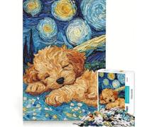 Puzzle da 1000 pezzi raffigurante un cucciolo di Cavoodle addormentato, un giocattolo antistress, divertente e spiritoso, ideale come decorazione per la scrivania 38x26cm