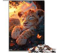 Puzzle da 1000 pezzi raffigurante un cucciolo di leone addormentato, per adulti, rompicapo stimolante per adolescenti, perfetto come decorazione per la casa o come regalo (dimensioni 50x75cm)