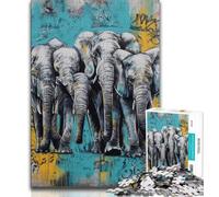 Puzzle da 1000 pezzi raffigurante un dipinto a olio di elefante,ideale come regalo per adolescenti,per ammazzare il tempo durante le vacanze,con pezzi completamente interconnessi e di forma casuale