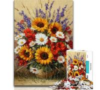 Puzzle da 1000 pezzi raffigurante un dipinto a olio di girasole, per adulti e adolescenti, giocattolo educativo ideale come regalo per tutta la famiglia (38x26cm)
