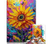 Puzzle da 1000 pezzi raffigurante un dipinto a olio di girasole per adulti e ragazzi giocattolo educativo ideale come regalo per tutta la famiglia (50x75cm)