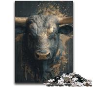 Puzzle da 1000 pezzi raffigurante un dipinto a olio di un toro, ideale come regalo per adolescenti, giocattolo educativo intellettuale decomprimente, ottimo regalo e giocattolo (38x52cm)