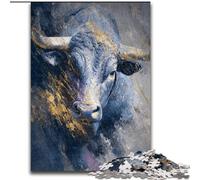Puzzle da 1000 pezzi raffigurante un dipinto a olio di un toro, per adulti e adolescenti, antistress, per trascorrere il tempo libero e per interagire con i genitori durante le vacanze (26x38cm)