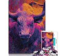 Puzzle da 1000 pezzi raffigurante un dipinto a olio di un toro, per adulti e ragazzi, giocattoli, giochi educativi, antistress, adatti per la decorazione del desktop, 38x26cm