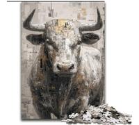 Puzzle da 1000 pezzi raffigurante un dipinto a olio di un toro, per adulti e ragazzi, per 14+ anni, allena il tuo cervello e le tue mani, gioco di Natale, regalo (26x38cm)