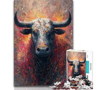 Puzzle da 1000 pezzi raffigurante un dipinto a olio di un toro, regalo per adulti, giochi educativi, decorazioni per la casa, ideale come regalo per tutta la famiglia (75x50cm)
