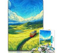 Puzzle da 1000 pezzi raffigurante un dipinto a olio su un treno, regalo per adolescenti, aiuta il cervello a esercitare i giocattoli avvincenti per coltivare la pazienza, adatto alle coppie, 75x50cm