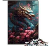 Puzzle da 1000 pezzi raffigurante un drago giapponese con ciliegie, in legno, per divertirsi a casa, come regalo di compleanno o da viaggio(50x75cm)