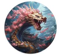 Puzzle da 1000 pezzi raffigurante un drago giapponese con ciliegie, per adulti, per serate di gioco in famiglia, opera d'arte decorativa fai da te (67,5x67,5cm)