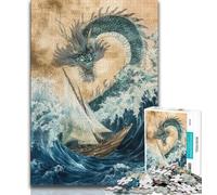 Puzzle da 1000 pezzi raffigurante un drago giapponese, idea regalo per adolescenti, sfida difficile contro lo stress, per migliorare l'amore tra coppie (38x26cm)