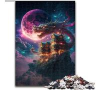 Puzzle da 1000 pezzi raffigurante un drago giapponese,realizzato in legno,idea regalo per le feste,opera d'arte umoristica,opera d'arte dettagliata 50x75cm per compleanni,vacanze,Natale,Halloween