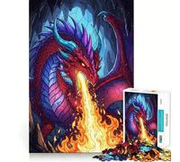 Puzzle da 1000 pezzi raffigurante un drago rosso che sputa fuoco in una caverna ideale per adolescenti Aiuta a rafforzare la memoria favorisce la calma e il relax grazie ai bordi lisci Un regalo