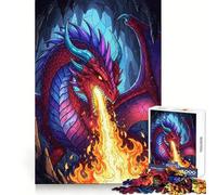 Puzzle da 1000 pezzi raffigurante un drago rosso che sputa fuoco in una caverna, ideale per adulti Gioco di logica e passatempo casalingo, con bordi puliti Un regalo perfetto (50x75cm)