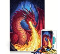 Puzzle da 1000 pezzi raffigurante un drago rosso che sputa fuoco in una caverna un gioco di logica per adulti un passatempo rilassante e divertente un'opera d'arte dal taglio preciso perfetta