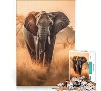 Puzzle da 1000 pezzi raffigurante un elefante africano, gioco interattivo per allenare mente e mani, con pezzi di forma casuale che si incastrano perfettamente 38x26cm