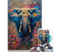 Puzzle da 1000 pezzi raffigurante un elefante dipinto a olio, per adulti e adolescenti, sfida difficile contro lo stress, per rafforzare l'amore tra coppie, 50x75cm