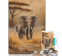 Puzzle da 1000 pezzi raffigurante un elefante dipinto a olio, per adulti e ragazzi, giocattolo educativo intellettuale decomprimente, regalo di compleanno, regali, arte murale (50x75cm)