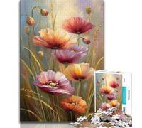 Puzzle da 1000 pezzi raffigurante un fiore di papavero dipinto a olio, per adulti e adolescenti, giocattolo educativo intellettuale decomprimente, ottimi regali e giocattoli (38x26cm)
