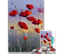 Puzzle da 1000 pezzi raffigurante un fiore di papavero, regalo per adolescenti, sfida difficile contro lo stress, per migliorare l'amore tra coppie (75x50cm)