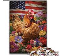 Puzzle da 1000 pezzi raffigurante un gallo con la bandiera americana, gioco rompicapo da 1000 pezzi per adolescenti, regalo perfetto per una serata di giochi in famiglia (dimensioni 50x75cm)