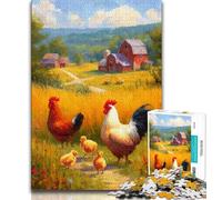 Puzzle da 1000 pezzi raffigurante un gallo da fattoria per adulti e ragazzi, aiuta il cervello ad allenarsi Giocattoli avvincenti per coltivare la pazienza Un'opera d'arte (38x26cm)