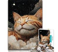 Puzzle da 1000 pezzi raffigurante un gatto arancione addormentato, per adulti e adolescenti, giocattolo educativo intellettuale decomprimente, regali di Babbo Natale segreto, 50x75cm