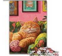 Puzzle da 1000 pezzi raffigurante un gatto che gioca con un gomitolo di lana, giochi educativi, decorazioni per la casa, ideali come regalo per tutta la famiglia (dimensioni 26x38cm)