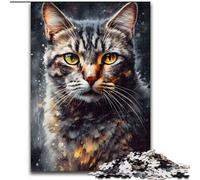 Puzzle da 1000 pezzi raffigurante un gatto con un ritratto dipinto a olio, in cartone, per adulti, dimensioni 26x38cm, regalo per una sfida intellettuale, attività educativa per adolescenti