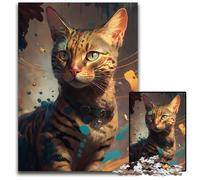 Puzzle da 1000 pezzi raffigurante un gatto del Bengala, puzzle difficile per adulti e adolescenti, serata di giochi in famiglia, idea regalo stimolante per il cervello, 50x75cm/19,68x29,52 pollici