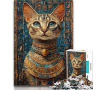 Puzzle da 1000 pezzi raffigurante un gatto dell'antico Egitto per adulti e adolescenti interazione genitori-figli dai 14 anni in su (50x75cm)