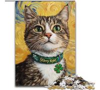 Puzzle da 1000 pezzi raffigurante un gatto dipinto a olio, per adolescenti, interessante strumento per ridurre lo stress e favorire l'interazione genitore-figlio (dimensioni 26x38cm)