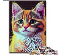 Puzzle da 1000 pezzi raffigurante un gatto in stile Pop Art con un volto di animale. Puzzle difficili per adulti, dimensioni 26x38cm. Perfetti per riunioni di famiglia, compleanni e festività.