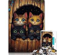 Puzzle da 1000 pezzi raffigurante un gatto nel buco di un albero, per adulti e adolescenti, giocattolo educativo e decomprimente, ottimi regali e giocattoli, 50x75cm